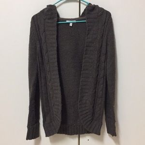 dElia*s brand brown hooded open sweater!